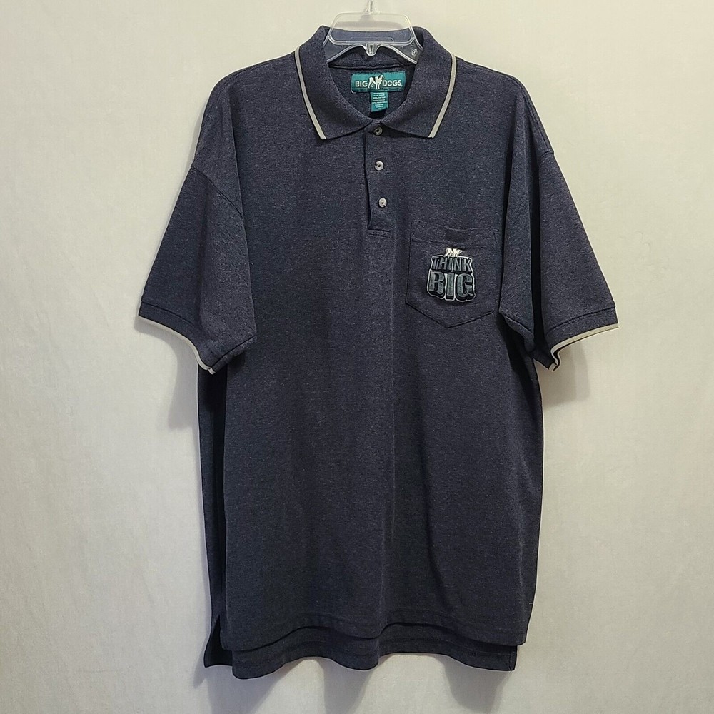 Vintage 90s Big Dogs Polo Shirt Men's Size 2XL Think Big Blue